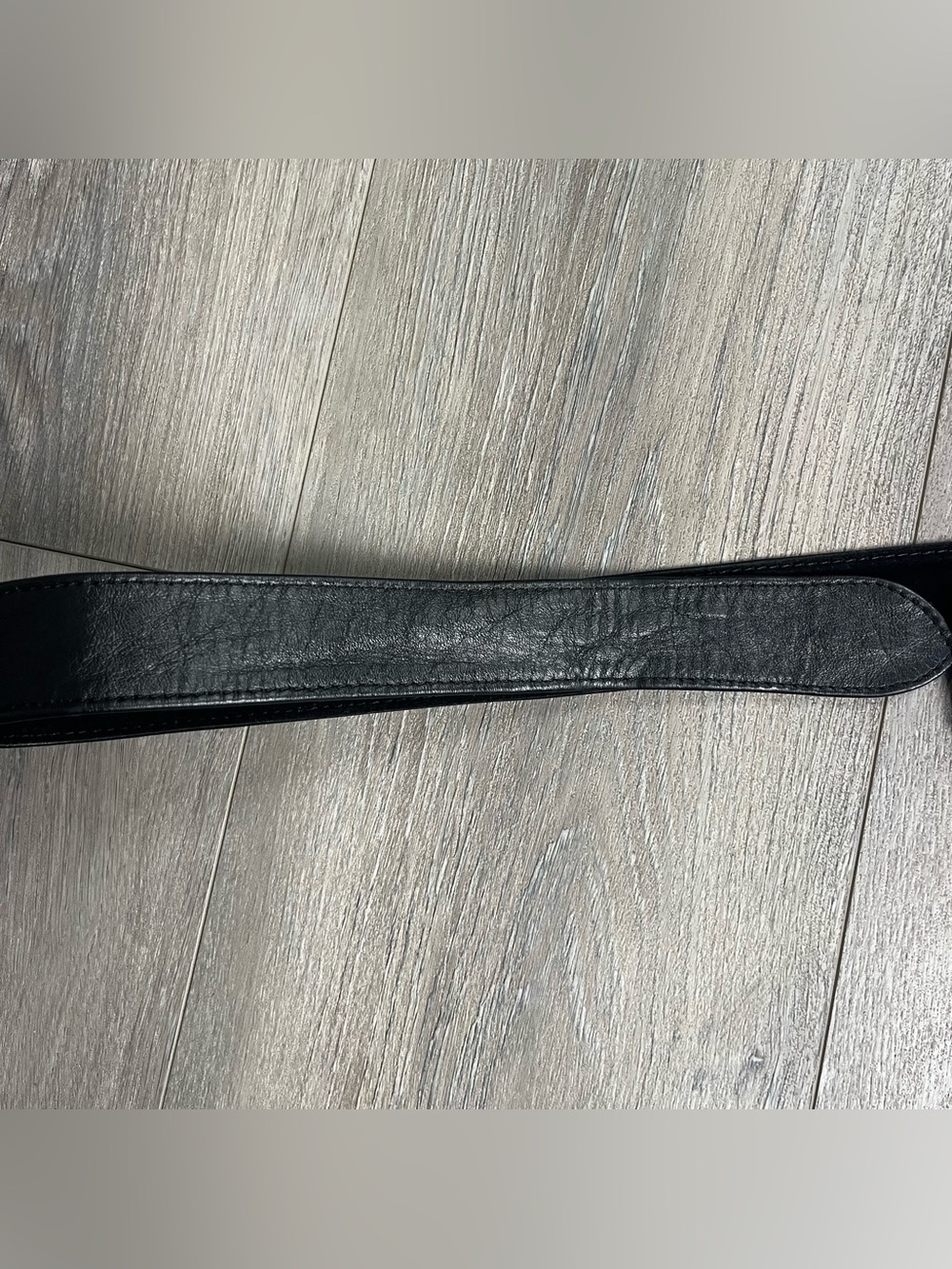 Vintage Black Leather Belt Silver Ring Buckle Boho Western S/M - Picture 5 of 10